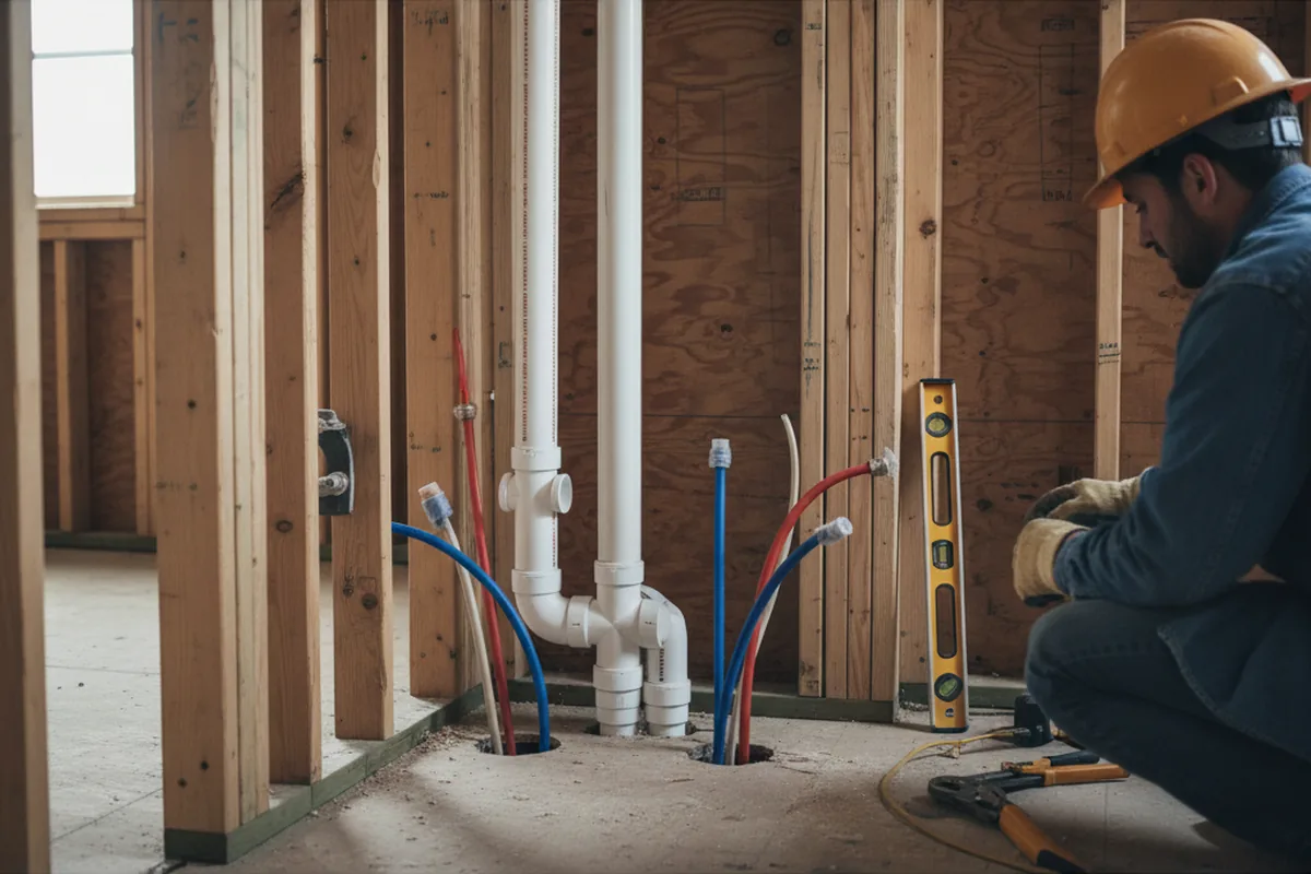 Drain and supply rough-in during Leak Detection in Townsend